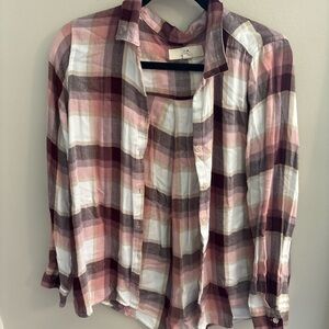 Thread & Supply Pink and White Plaid Shirt